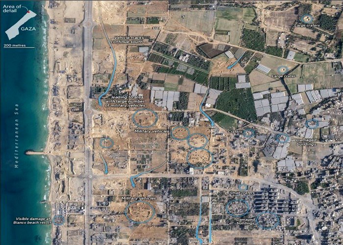 صور الأقمار الصناعية تظهر التوغل الإسرائيلي البري لقطاع غزة